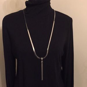 Silver tassel with rhinestone accents necklace